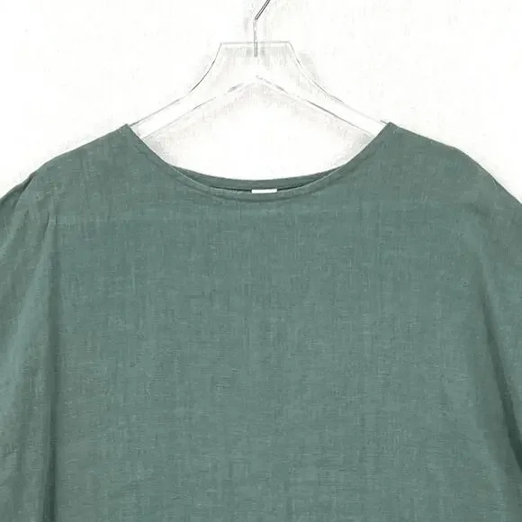 FOUND PATH Linen Market Boxy Tee Womens Small Spruce Square Top Short Sleeve - Picture 6 of 14